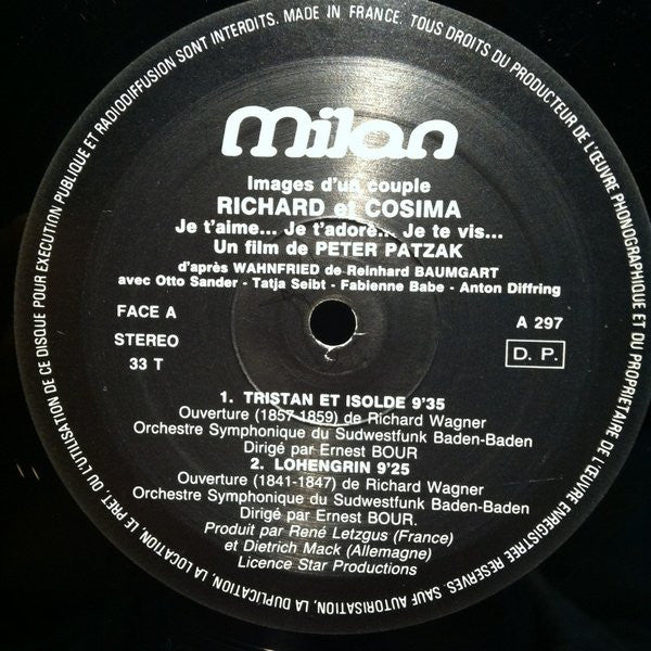 Sinfonieorchester Des Südwestfunks, Pierre Boulez, Erich Leinsdorf, Ernest Bour : Richard & Cosima (LP)