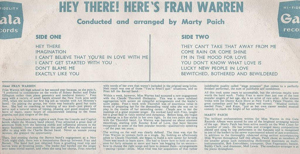 Fran Warren : Hey There!  Here's Fran Warren (LP, Album, Styrene)
