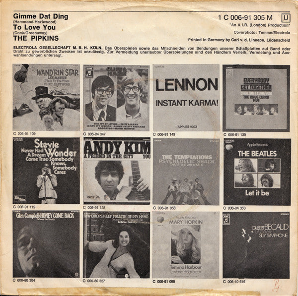 The Pipkins : Gimme Dat Ding (7", Single)