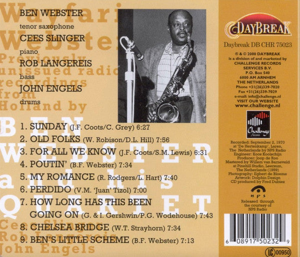 Ben Webster Quartet : Wayfaring Webster (CD)