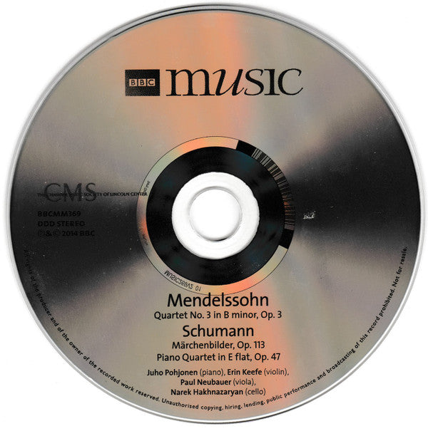 Felix Mendelssohn-Bartholdy, Robert Schumann : Piano Quartet In B Minor, Op. 3 / Piano Quartet In E Flat, Op. 47 (CD)