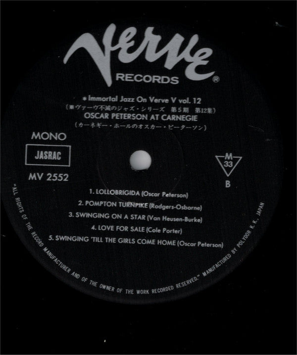 Oscar Peterson : Oscar Peterson At Carnegie (LP, Album, Mono, RE)