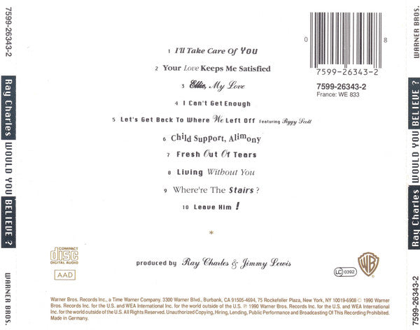 Ray Charles : Would You Believe ? (CD, Album)