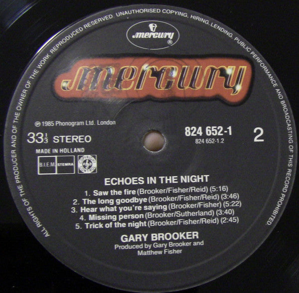 Gary Brooker : Echoes In The Night (LP, Album)