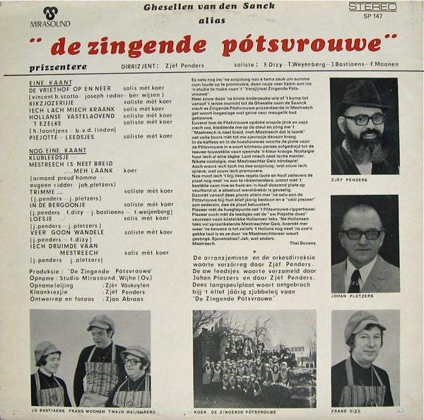 Ghesellen van den Sanck Alias De Zingende Pótsvrouwe : Mestreech Is Neet Breid ... Meh Laank (LP, Album, Gat)