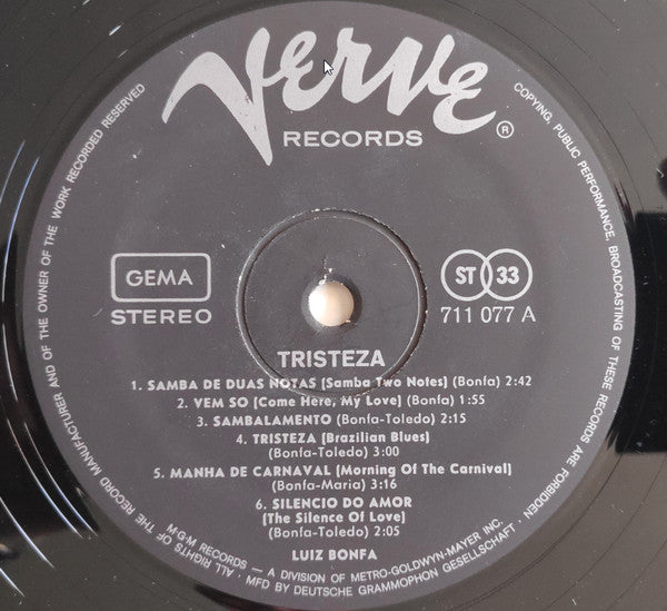 Luiz Bonfá, Oscar Castro-Neves, Lalo Schifrin : Tristeza - Brazilian Guitar Moods (LP)