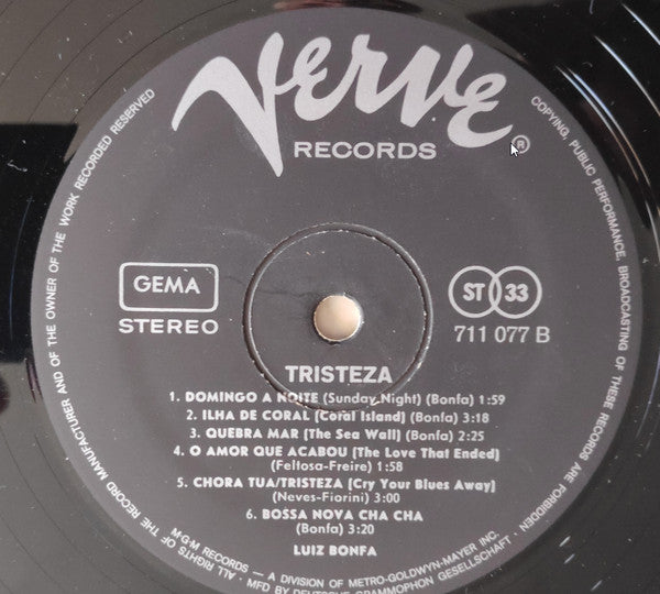 Luiz Bonfá, Oscar Castro-Neves, Lalo Schifrin : Tristeza - Brazilian Guitar Moods (LP)