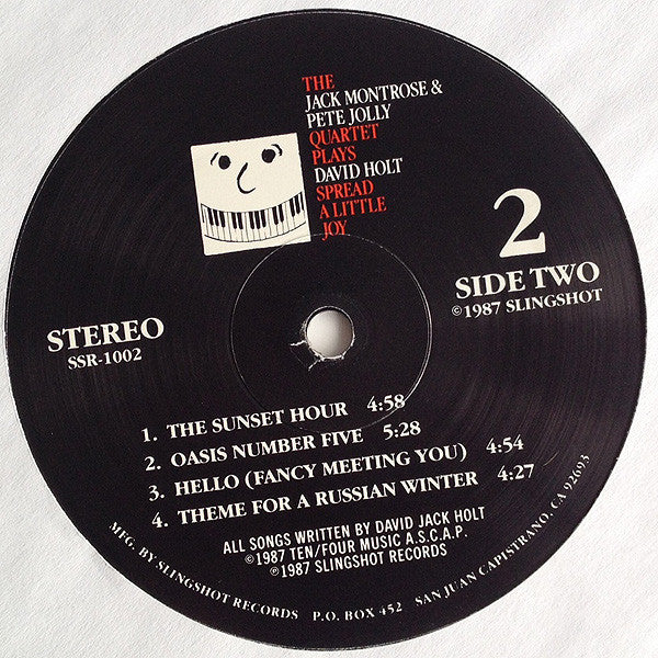 The Jack Montrose & Pete Jolly Quartet : Plays David Holt Spread A Little Joy (LP, Album)