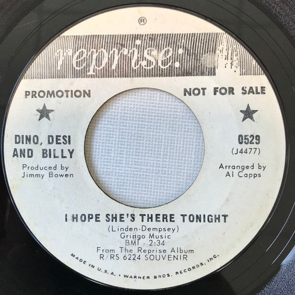 Dino, Desi & Billy : Josephine / I Hope She's There Tonight (7", Single, Promo)