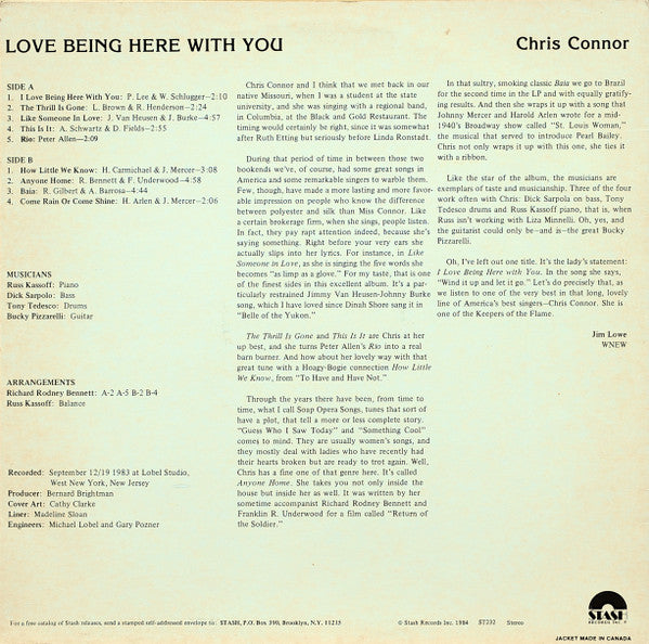 Chris Connor : Love Being Here With You (LP)