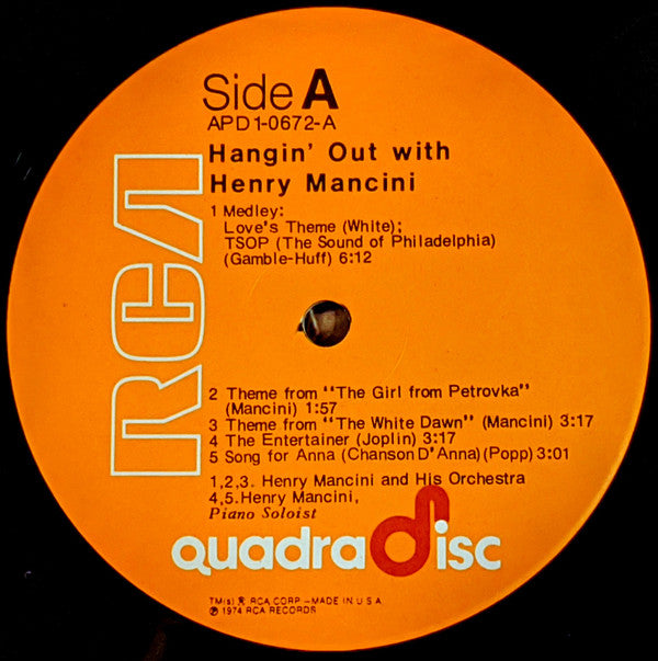 Henry Mancini : Hangin' Out (LP, Album, Quad)