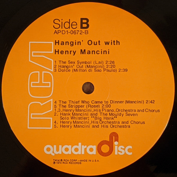 Henry Mancini : Hangin' Out (LP, Album, Quad)