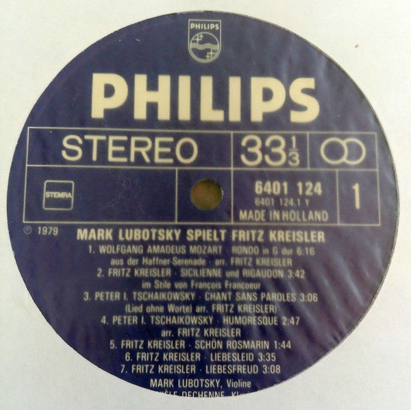 Mark Lubotsky : Mark Lubotsky Plays Fritz Kreisler (LP)