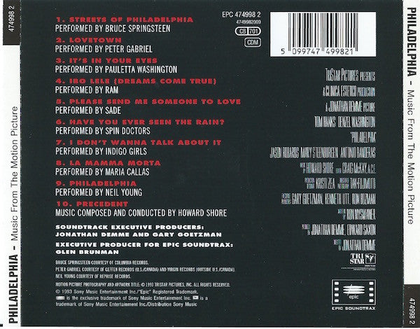 Various : Philadelphia (Music From The Motion Picture) (CD, Album, RE)