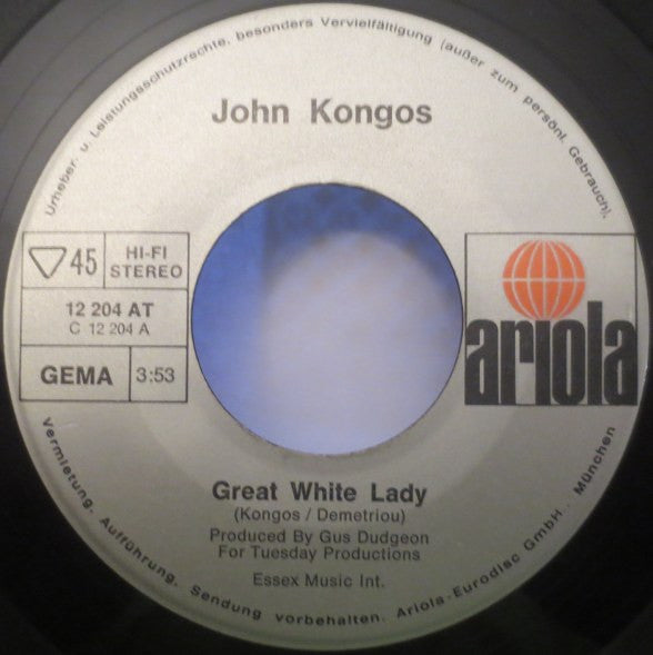 John Kongos : Great White Lady (7", Single)