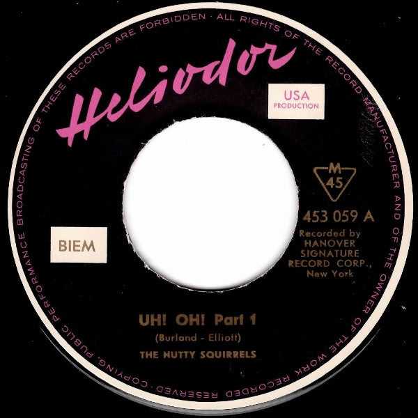 The Nutty Squirrels : Uh! Oh! (7", Single, Mono)