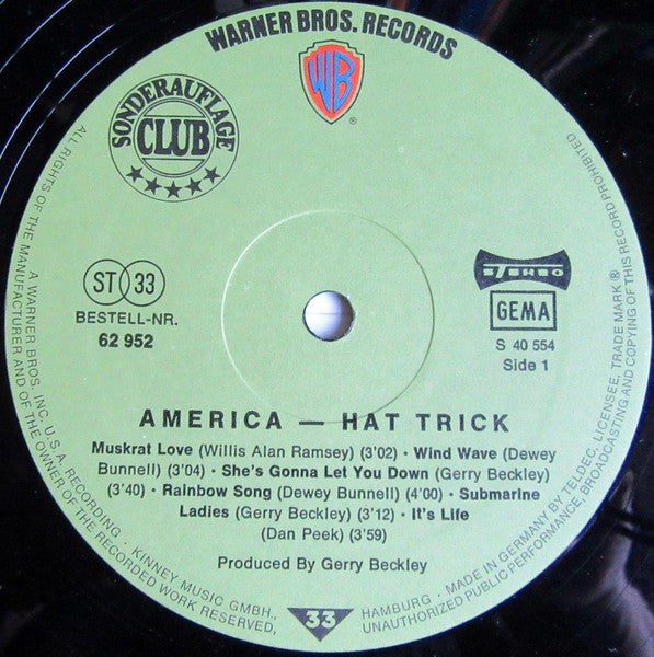 America (2) : Hat Trick (LP, Album, Club)