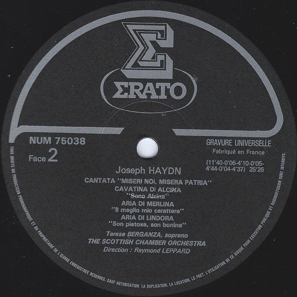 Joseph Haydn, Teresa Berganza, Scottish Chamber Orchestra, Raymond Leppard : Arias - Cantata - Cavatina (LP)