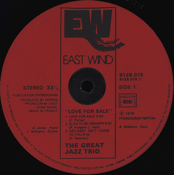 The Great Jazz Trio : Love For Sale (LP, Album)