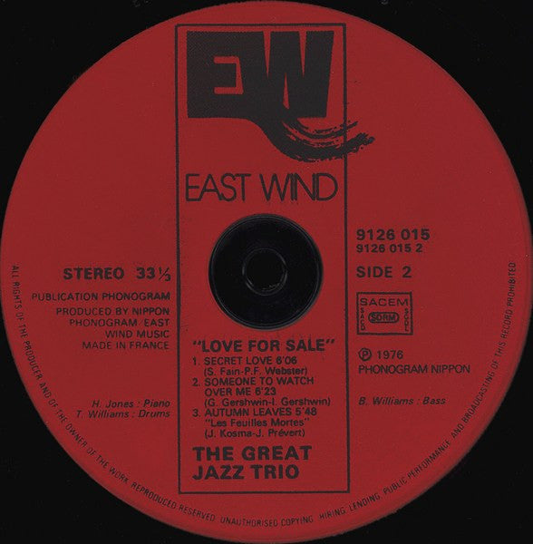 The Great Jazz Trio : Love For Sale (LP, Album)