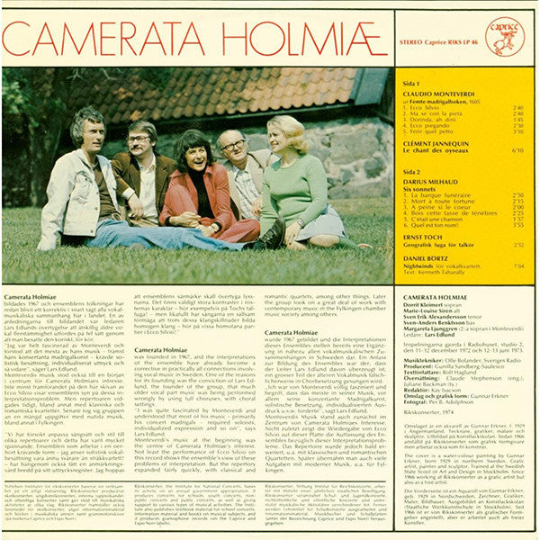 Camerata Holmiæ, Claudio Monteverdi, Clément Janequin, Darius Milhaud, Ernst Toch, Daniel Börtz : Camerata Holmiæ (LP, Album)
