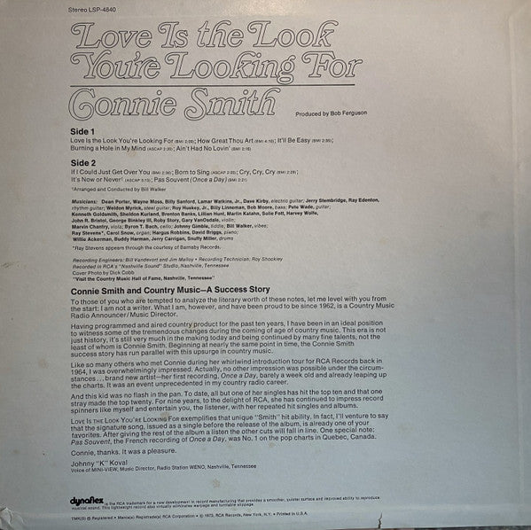 Connie Smith : Love Is The Look You're Looking For   (LP, Album)