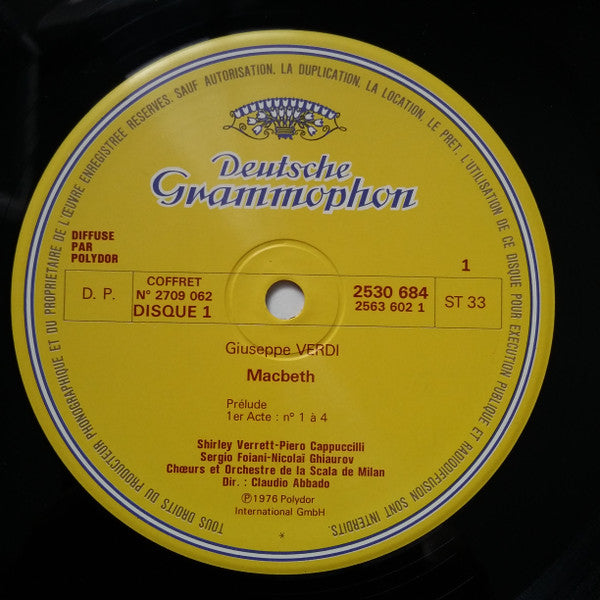 Giuseppe Verdi - Shirley Verrett, Piero Cappuccilli, Placido Domingo, Nicolai Ghiaurov, Coro Del Teatro Alla Scala E Orchestra Del Teatro Alla Scala, Claudio Abbado : Macbeth (3xLP + Box)