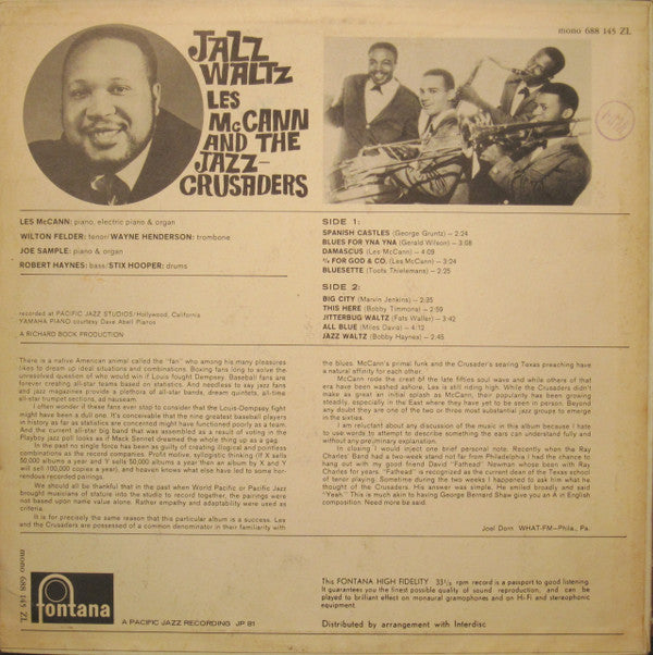 Les McCann & The Jazz Crusaders* : Jazz Waltz (LP, Album, Mono)