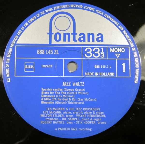 Les McCann & The Jazz Crusaders* : Jazz Waltz (LP, Album, Mono)