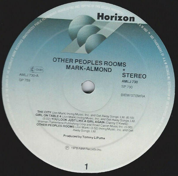 Mark-Almond : Other Peoples Rooms (LP, Album)