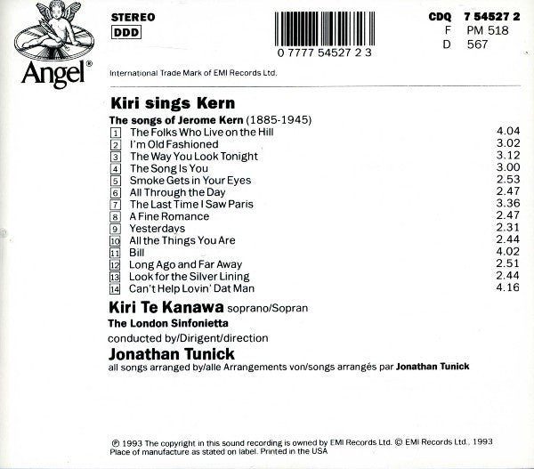 Kiri Te Kanawa : Kiri Sings Kern (CD)