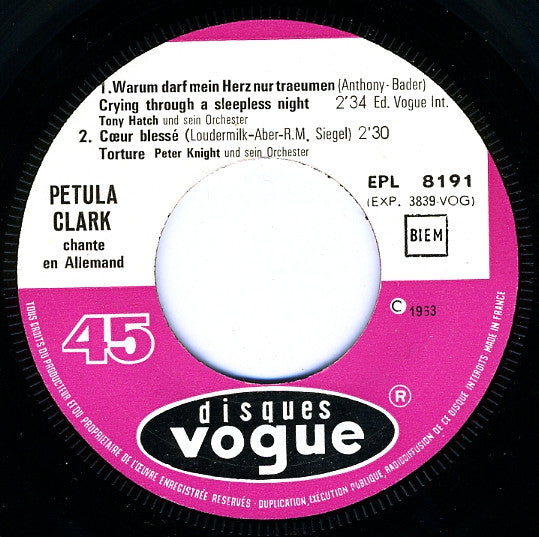 Petula Clark : En Allemand (7", EP)