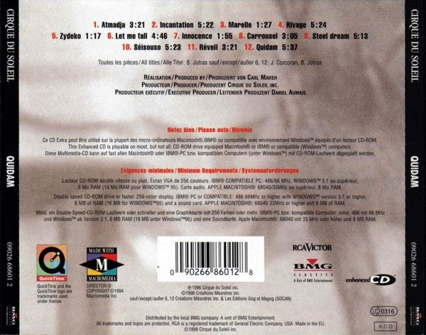 Cirque Du Soleil : Quidam (CD, Album, Enh)