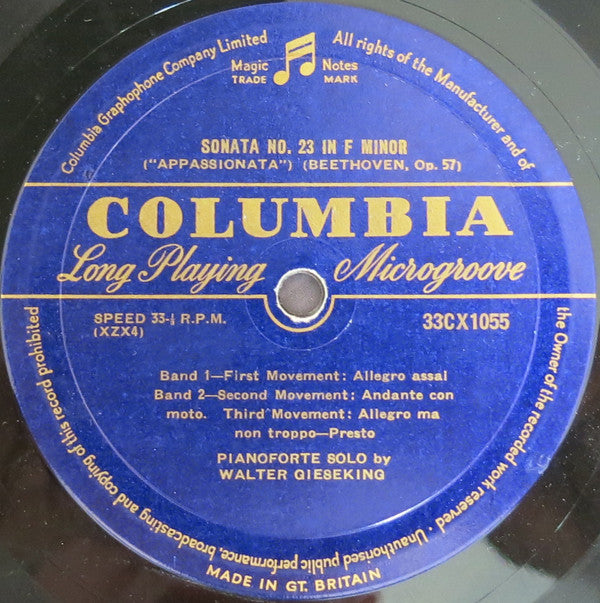 Ludwig van Beethoven - Walter Gieseking : 'Waldstein' Sonata And 'Appassionata' Sonata (LP, Mono)