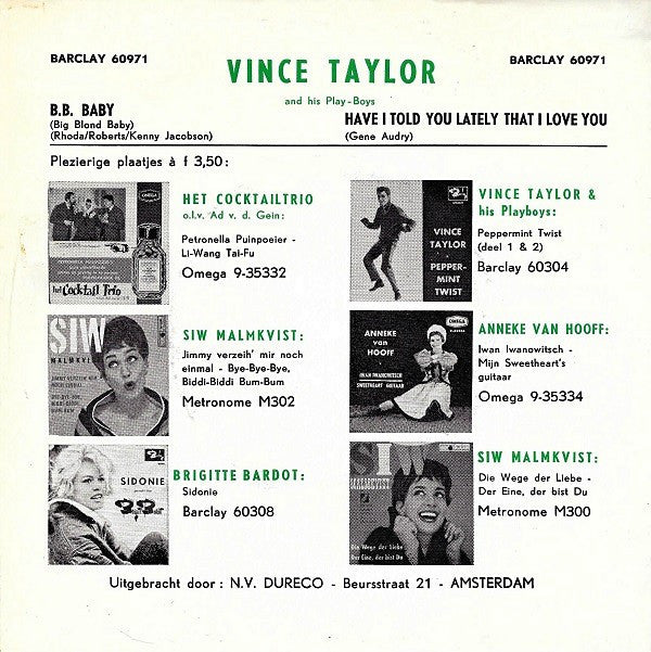 Vince Taylor And His Playboys : B. B. Baby (7", Single)
