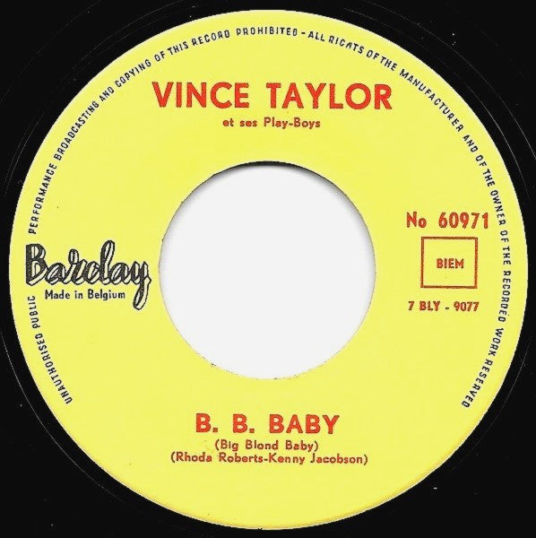 Vince Taylor And His Playboys : B. B. Baby (7", Single)
