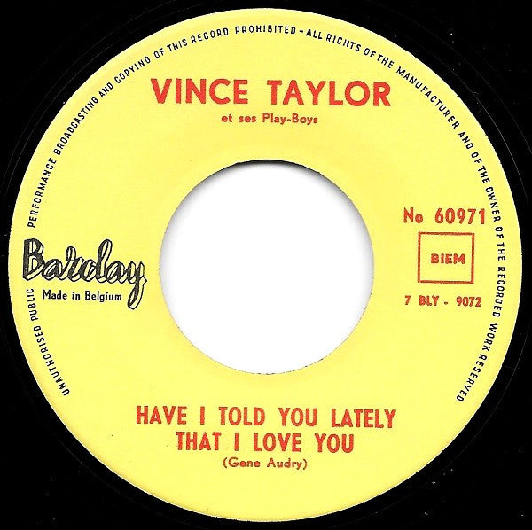 Vince Taylor And His Playboys : B. B. Baby (7", Single)