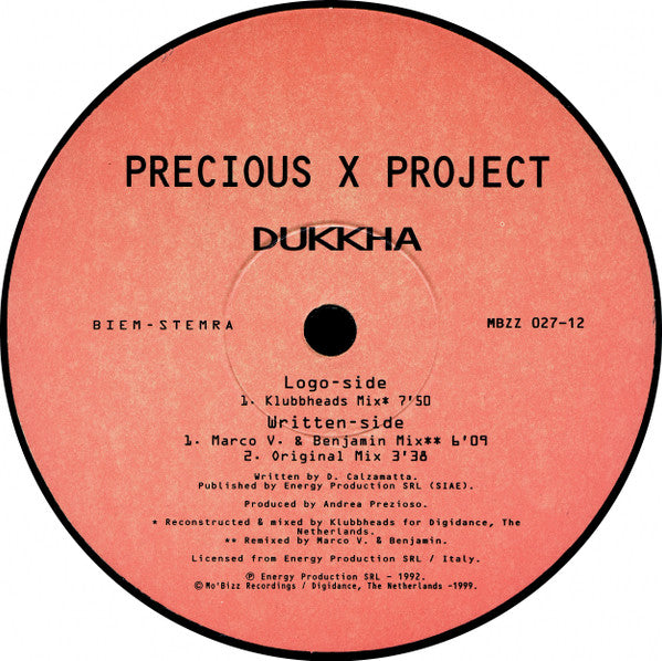 Precious X Project : Dukkha (12")
