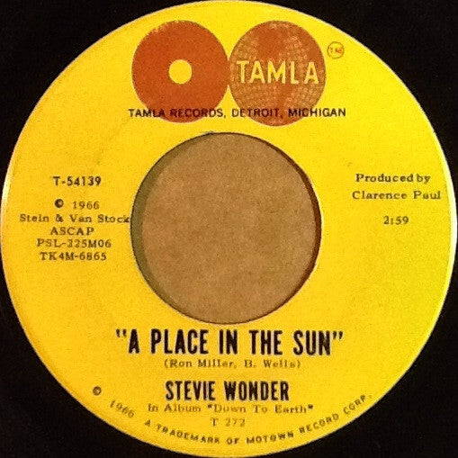 Stevie Wonder : A Place In The Sun / Sylvia (7", Single)
