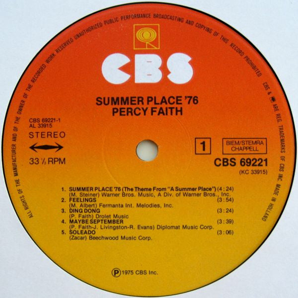 Percy Faith : Summer Place '76 (LP, Album)