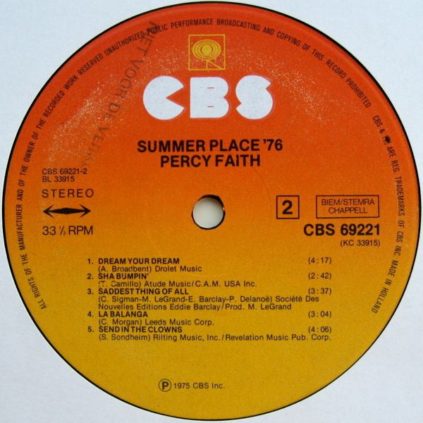 Percy Faith : Summer Place '76 (LP, Album)