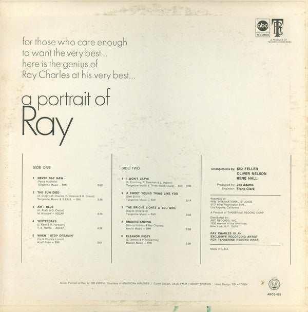 Ray Charles : A Portrait Of Ray (LP, Album)