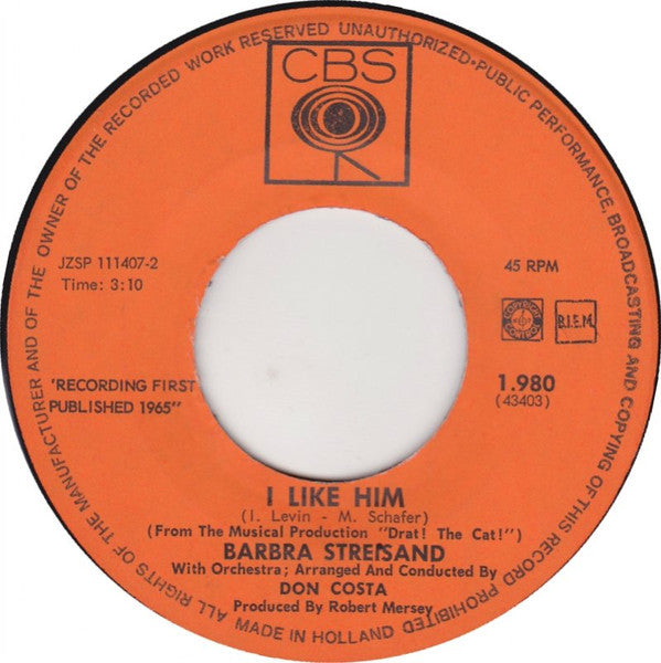 Barbra Streisand : He Touched Me (7", Single)