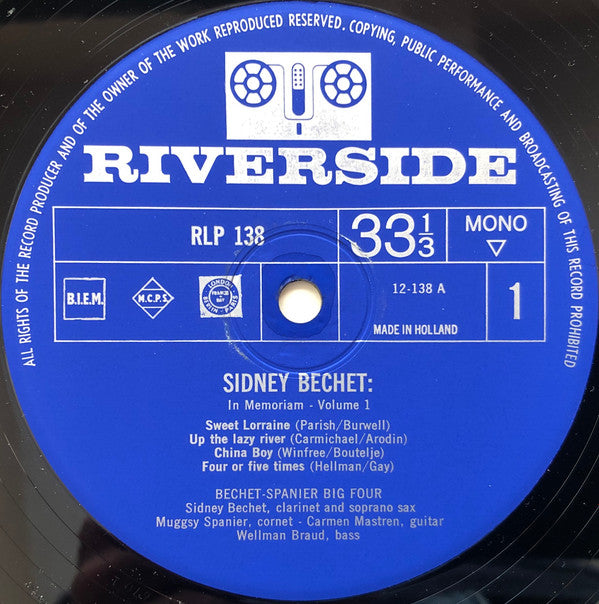 Sidney Bechet : In Memoriam (LP, Comp, Mono)