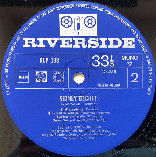 Sidney Bechet : In Memoriam (LP, Comp, Mono)