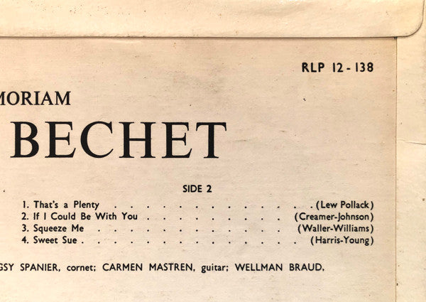 Sidney Bechet : In Memoriam (LP, Comp, Mono)