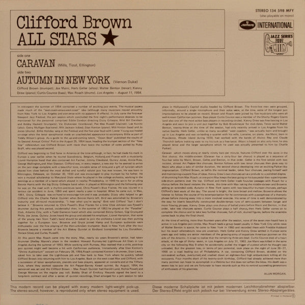 Clifford Brown All Stars : Clifford Brown All Stars (LP, Album, RE)