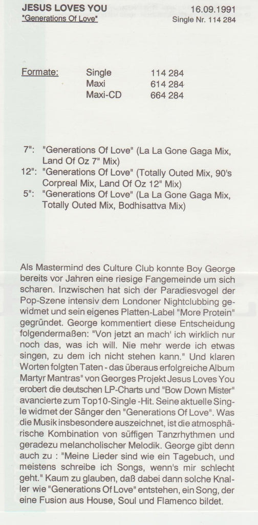 Jesus Loves You : Generations Of Love (7", Single, blu)