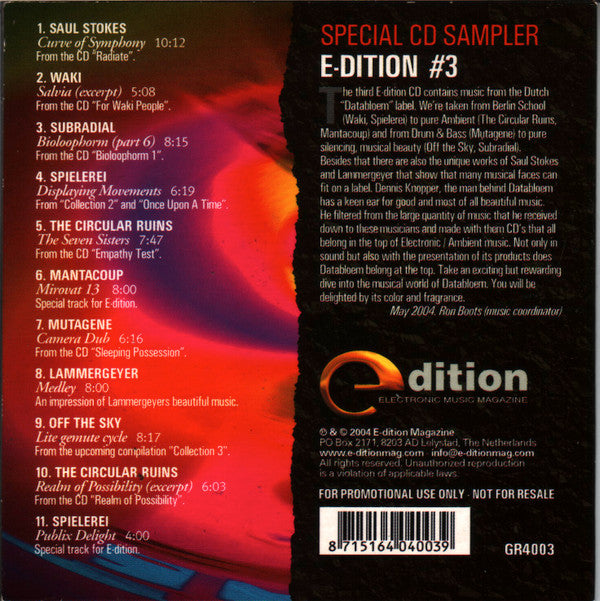 Various : Special CD Sampler E-dition #3 (CD, Comp, Promo, Smplr)