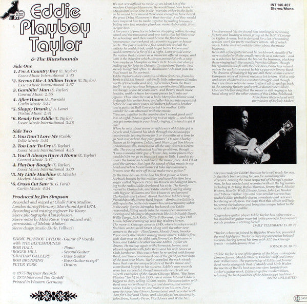 Eddie Taylor (2) & The Blueshounds : Ready For Eddie (LP, Album, RE)